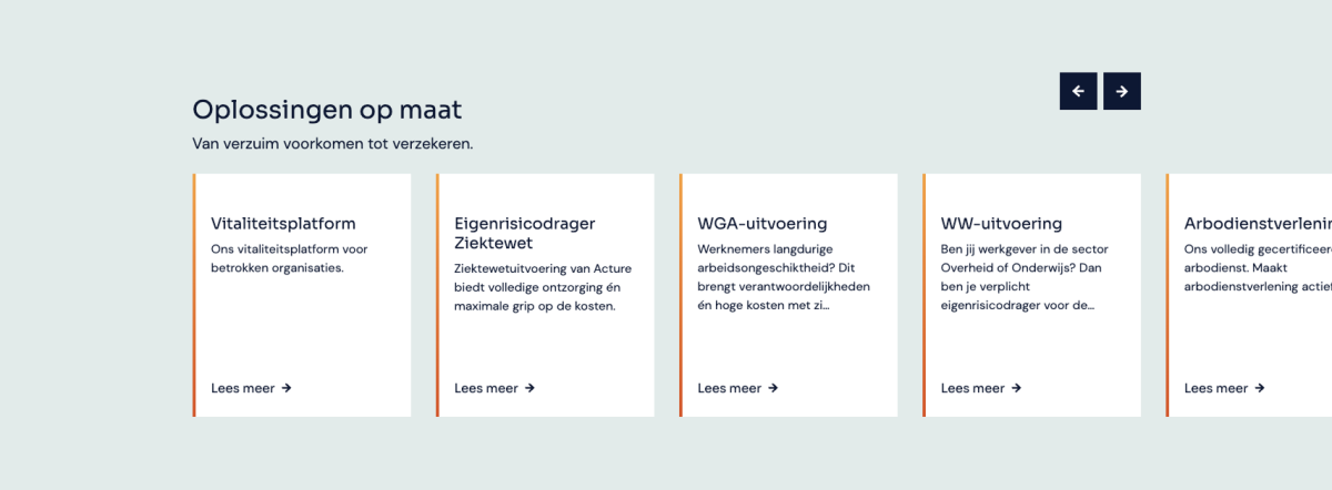 Acture oplossingen in slider
