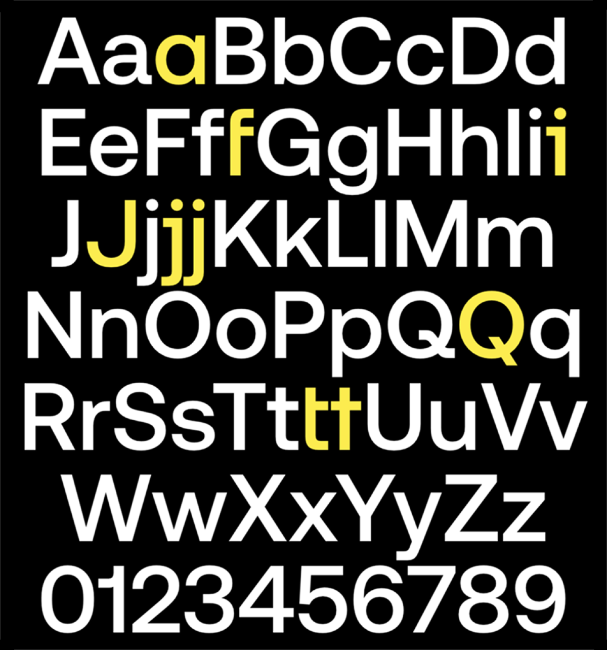 Aeonik lettertype alternatieve tekens