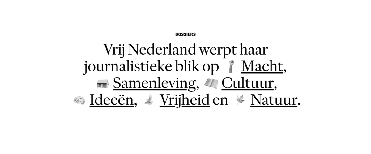 Dossiers van Vrij Nederland met icoontjes