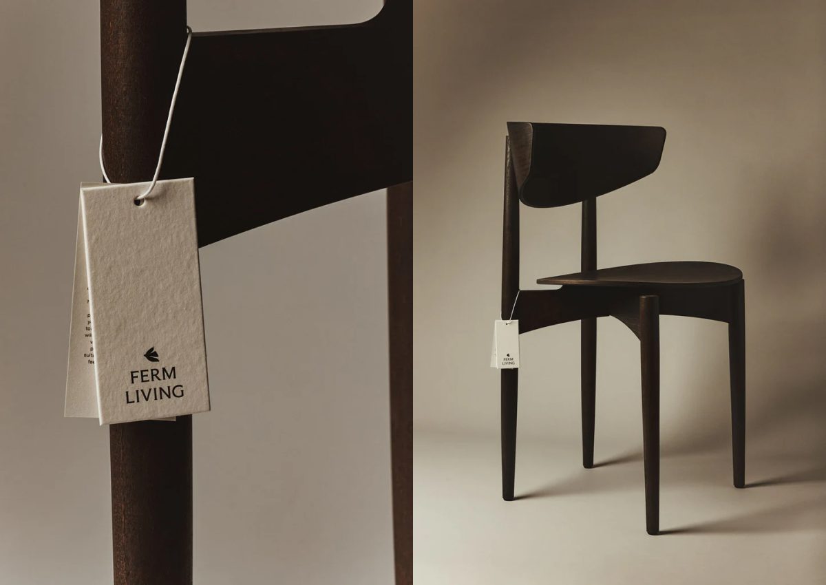 Ferm Living label op stoel
