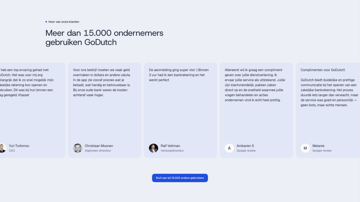 Go Dutch Social proof