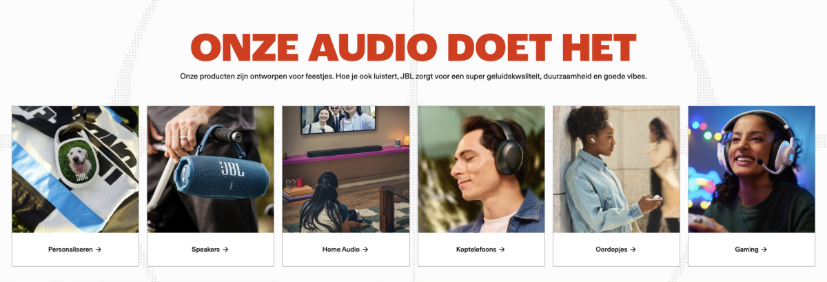 JBL product categorieen