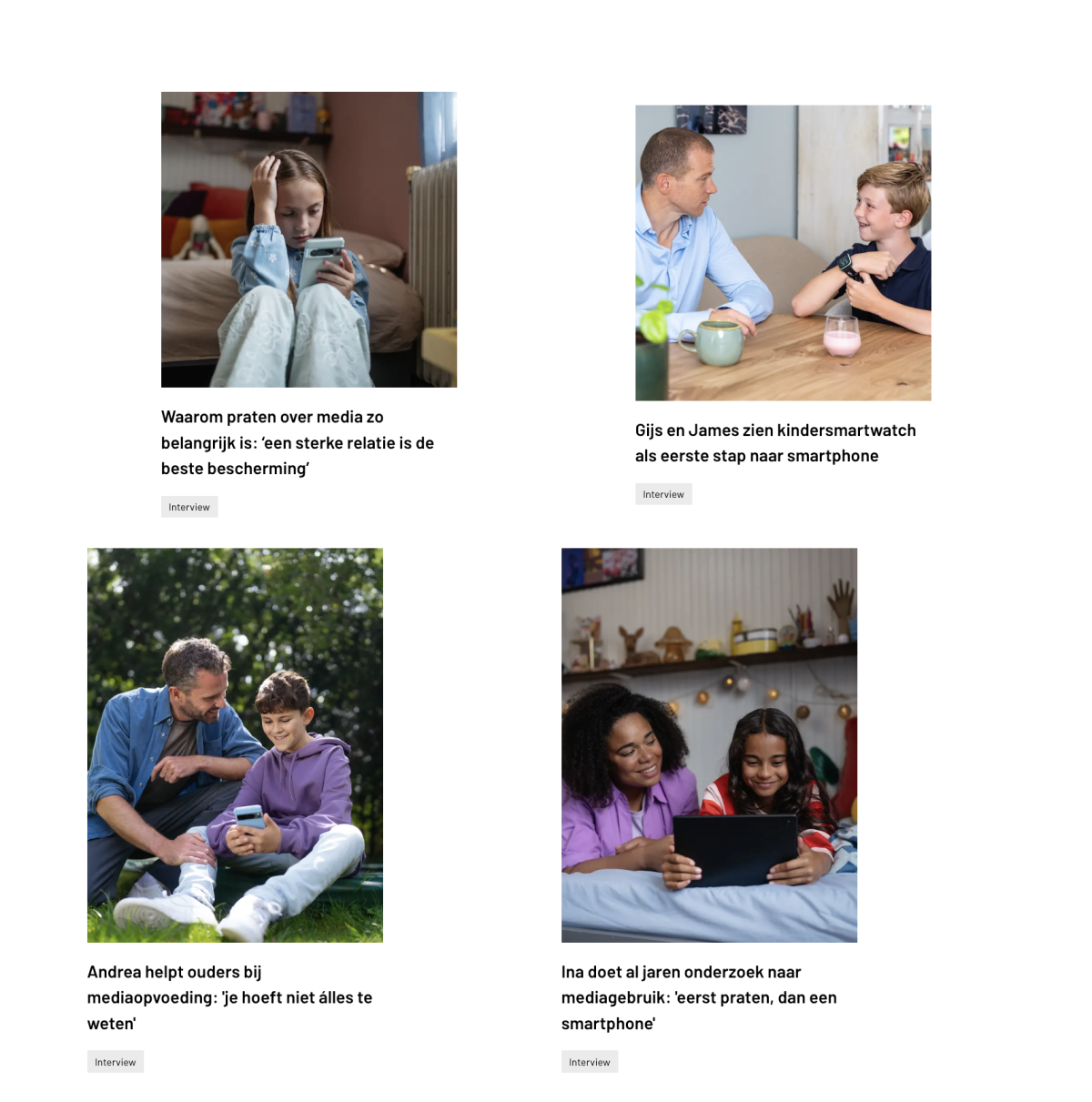 Jouw Kind Online artikelen in Grid