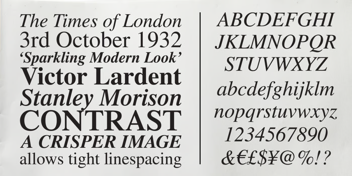 Lettertype MT Times Pro LT 3 voorbeeld