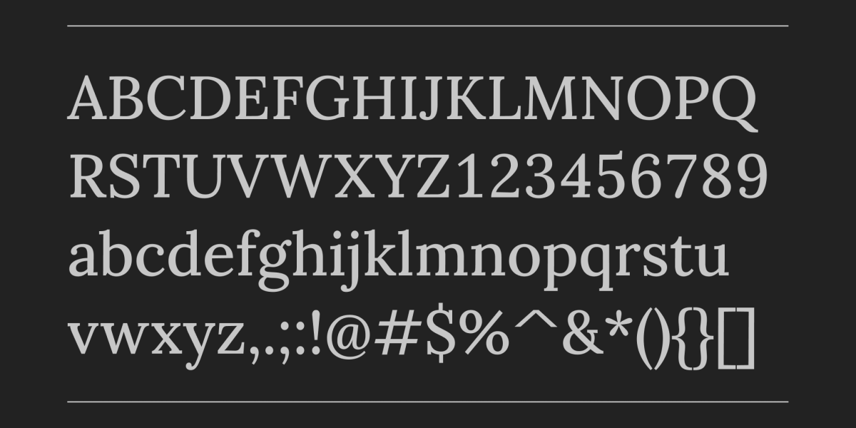Lora lettertype karakters