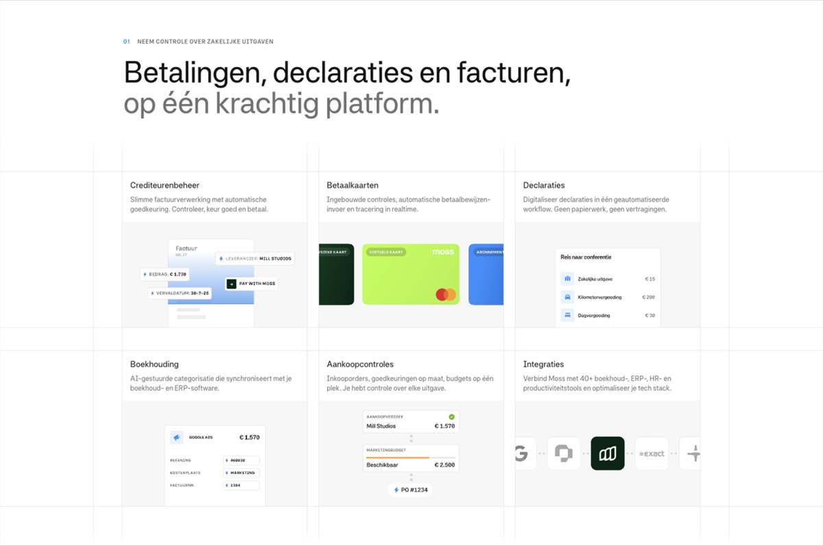 Moss platform illustraties in grid