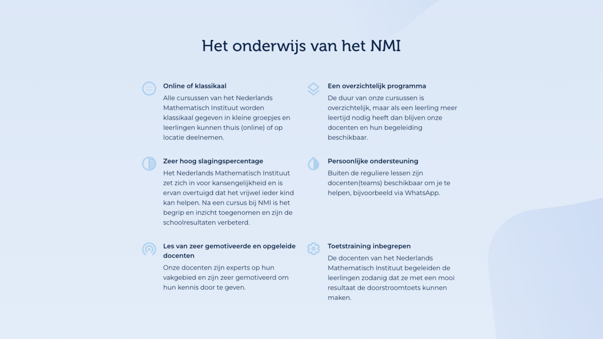 NMI onderwijs icoontjes met tekst