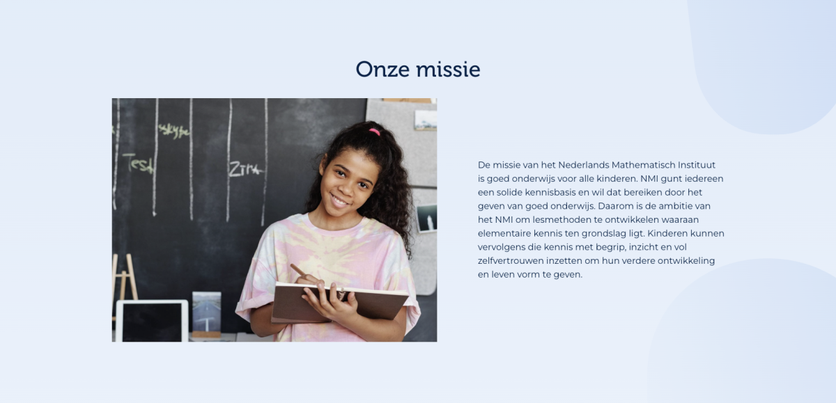Nederlands Mathematisch Instituut missie tekst met foto