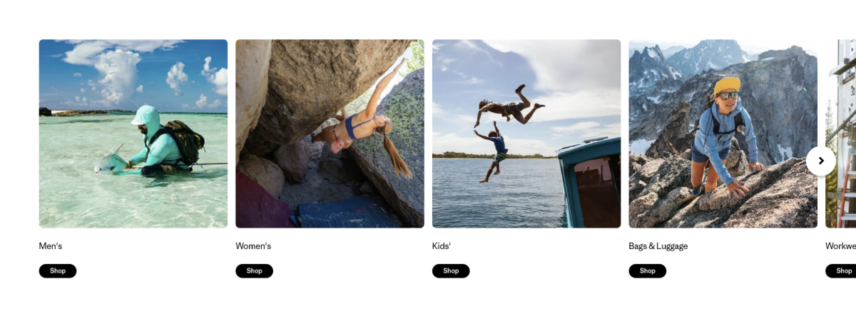 Patagonia shop categorieën