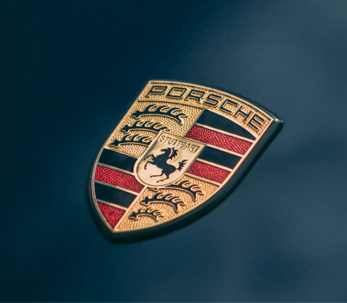 Porsche logo auto close up
