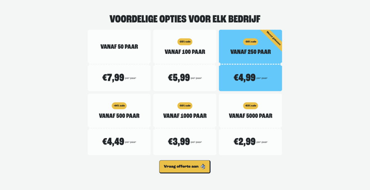 Sokkies prijzentabel