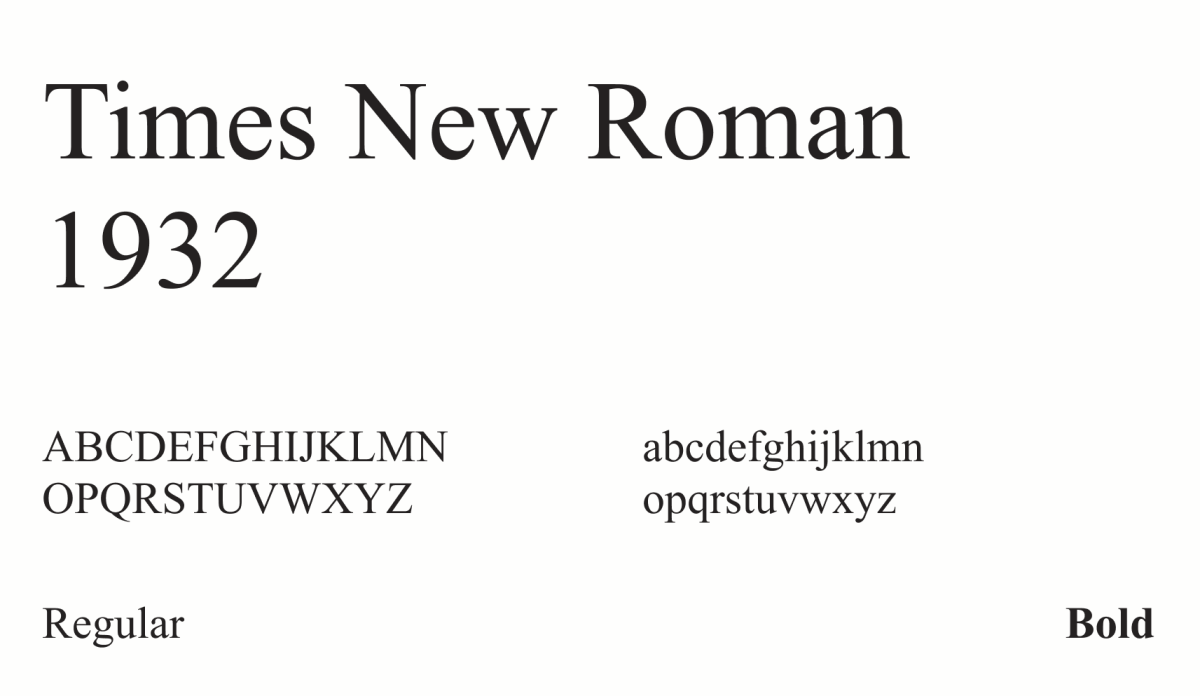 Times New Roman lettertype voorbeeld