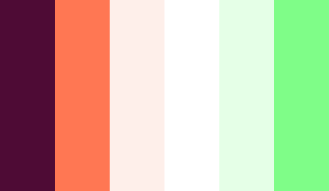 Paars, oranje, wit en groen kleurenpalet