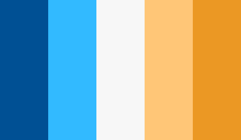 Blauw, wit, geel en oranje kleurenpalet