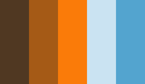 Bruin, oranje en blauw kleurenpalet