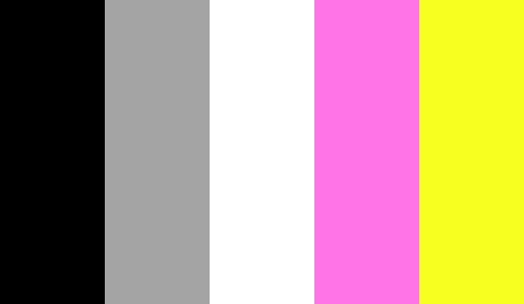 Roze, geel, zwart en grijs kleurenpalet