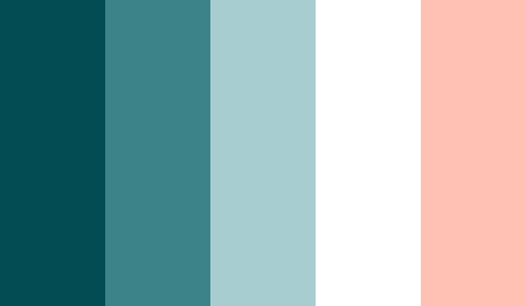 Turquoise, zalm en wit kleurenpalet